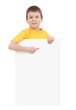 boy with blank paper sheet