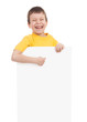 boy with blank paper sheet