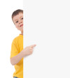 boy with blank paper sheet