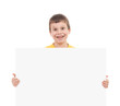 boy with blank paper sheet