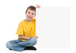 boy with blank paper sheet