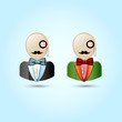 Faces with mustaches, monocle, suits ,and a bow tie