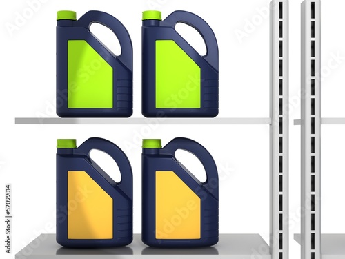 Illustration: Jerrycans with car engine oil - isolated Jerrycans with car engine oil - isolated