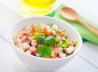 Fresh salad with greens and seafood