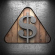 metal sign on wood