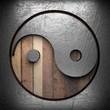 metal sign on wood