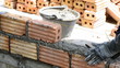 labor build brick in construction site