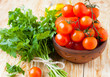 bunch fresh parsley and cherry tomatoes