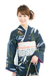 Beautiful japanese kimono woman isolated on white background