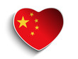 China Flag Heart Paper Sticker