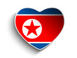 North Korea Flag Heart Paper Sticker