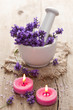 spa set with lavender flowers