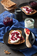 bread with creme fraiche and lingonberry jam