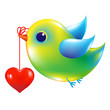 Vector: Green Bird With Heart Green Bird With Heart