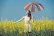Redhead girl at field