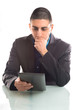 Businessman on tablet