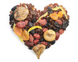 Different dried fruits in the shape of hearts