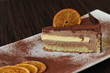 Tiramisu Mousse gourmet cake with black and white chocolate