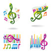 Set of color music icons.