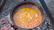Cooking pilaf. Boils