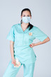 Nurse or doctor wearing  mask and holding money