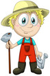 Boy gardener character cartoon style vector illustration white