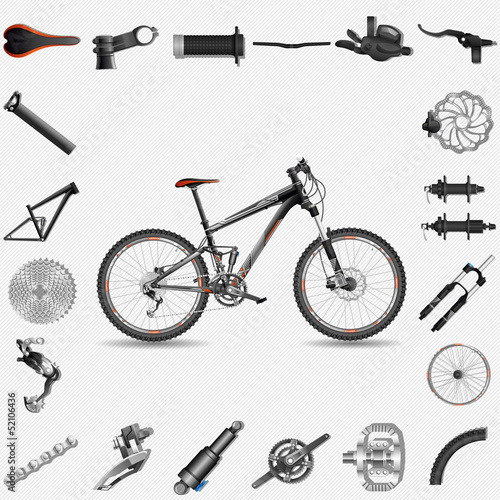 Vector: Bicycle with parts Bicycle with parts