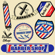 Set of vintage barber shop labels and stamps