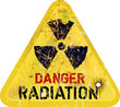 Vector: radiation warning, weathered sign, dangerousness of atomic energ radiation warning, weathered sign, dangerousness of atomic energ