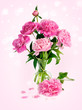 pink peony in glass vase