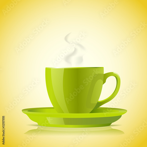 Vector: green cup with tea green cup with tea