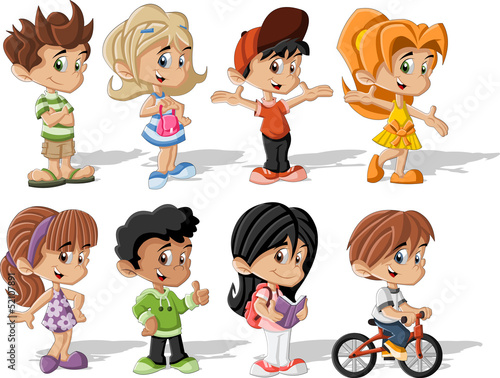 Vector: Group of happy cartoon children Group of happy cartoon children