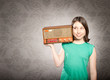 Foto: woman with old retro radio woman with old retro radio