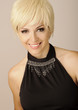 Beautiful young woman with short blond hair