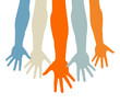 Youthful reaching hands design.