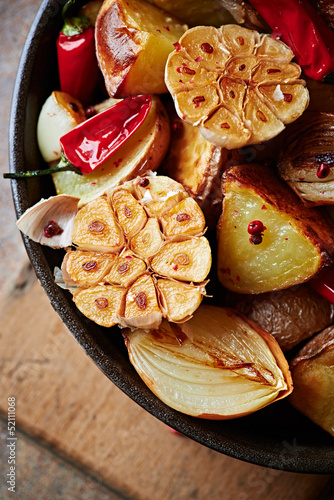 Photo: Oven-baked vegetables in a pan Oven-baked vegetables in a pan
