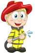 Boy firefighter fireman character cartoon style vector