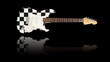 E-Gitarre mit Spiegelung, Schachbrettmuster