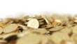 Golden Bitcoin background with dof