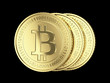 Golden Bitcoin coins - isolated with clipping path