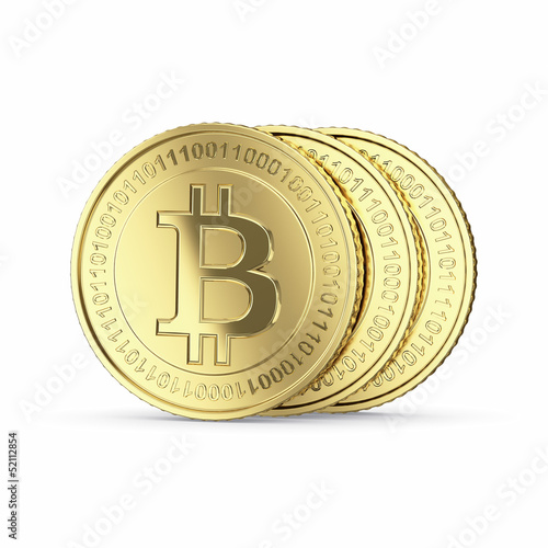 Illustration: Golden Bitcoin - isolated with clipping path Golden Bitcoin - isolated with clipping path