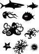 Set of funny sea animals
