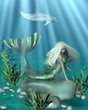 Illustration: Green and Blue Mermaid Underwater Green and Blue Mermaid Underwater