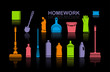 Vector: Icons of accessories and means for cleaning Icons of accessories and means for cleaning