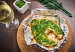 Grilled swordfish fillet with pesto