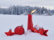 Christmas candle snow