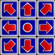 Blue white and red arrows keypad