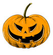 Halloween pumpkin with evil scary smile