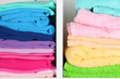 Clothes neatly folded on shelves