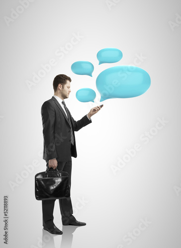 Photo: man and blue bubbletalk man and blue bubbletalk